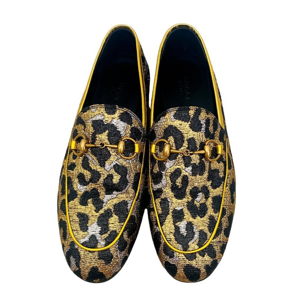 Gucci Jordaan Leopard Print Horsebit Gold Loafers Women's Size 36 + Box Dust bag - Picture 7 of 10